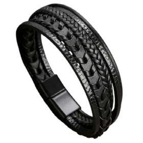 Bratara piele barbati Milano Black