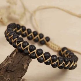 Bratara impletita cu snur si lava rock
