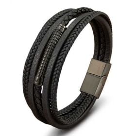 Bratara barbateasca din piele neagra