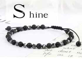 Bratara neagra cu pietre si hematite TF633