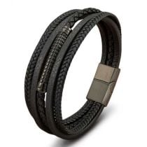 Bratara barbateasca din piele neagra